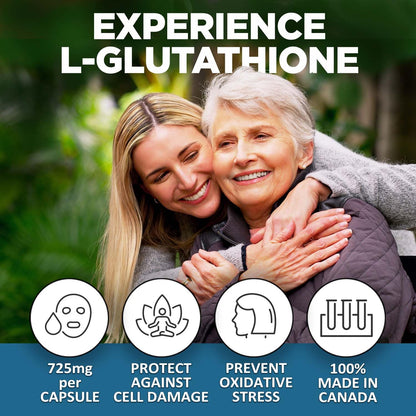 CelluGreen 725mg L-Glutathione MOST POWERFUL AVAILABLE Antioxidant Support for Cellular Health, Liver Detox, Skin & Immune Health, Vegan, Made in Canada. 60 Capsules - Available at All In One Marketplace Canada