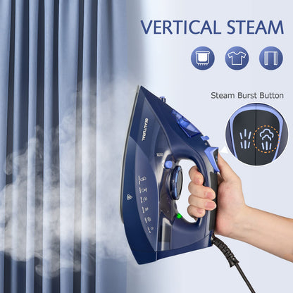 BEAUTURAL Steam Iron for Clothes with Precision Thermostat Dial, Ceramic Coated Soleplate, 3-Way Auto-Off, Self-Cleaning, Anti-Calcium, Anti-Drip - Available at All In One Marketplace Canada
