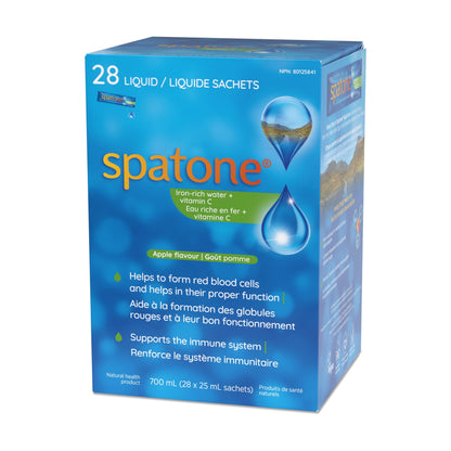 Spatone 100% Natural Liquid Iron Supplement, Apple Flavour, Vegan, Reduces Tiredness & Fatigue, 28 Sachets x 25 mL (Pack of 1) Spatone