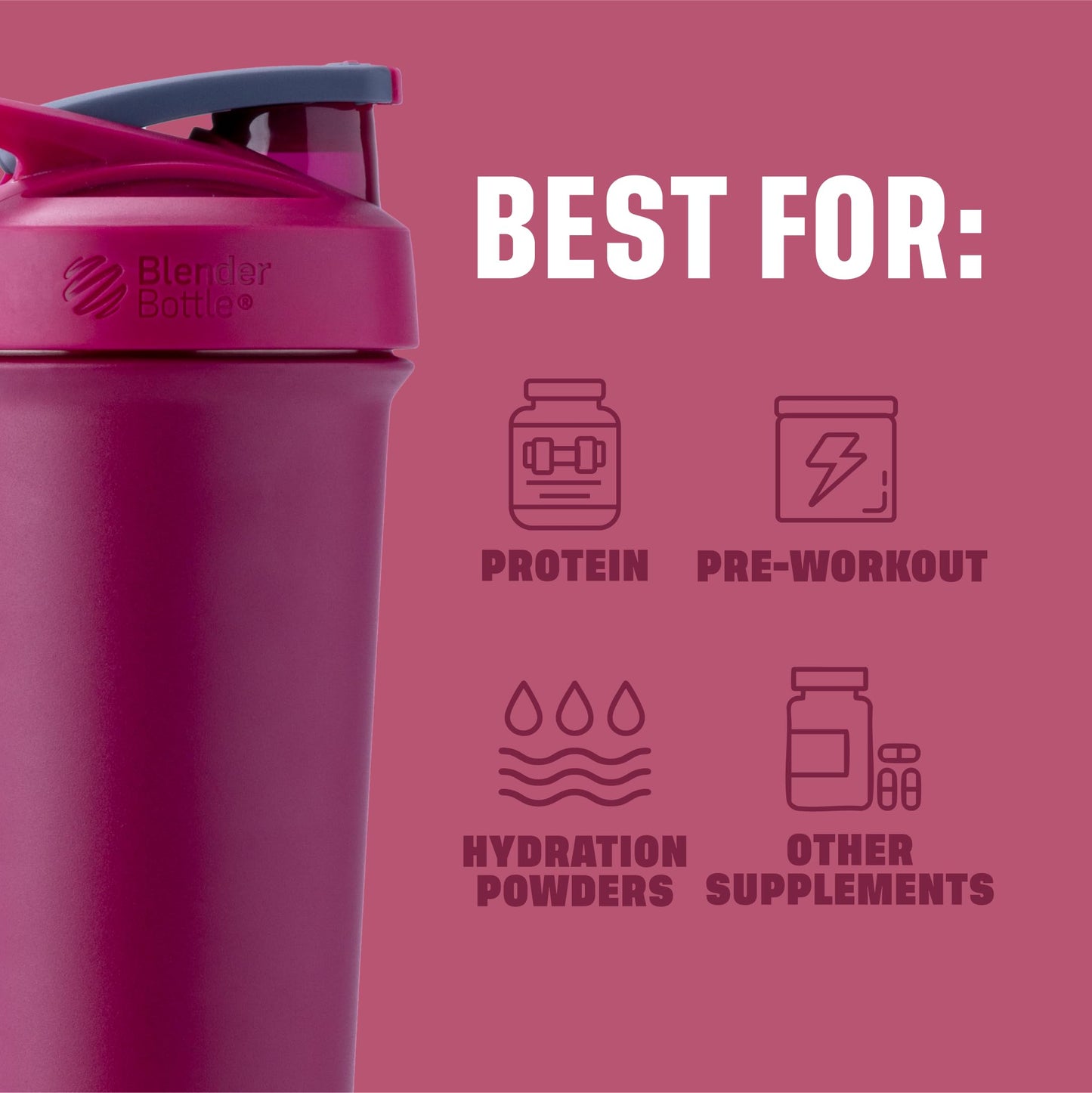 BlenderBottle Strada Sleek Shaker Cup Insulated Stainless Steel Water Bottle with Wire Whisk, 25-Ounce, Raspberry 🍁 All In One Marketplace Canada
