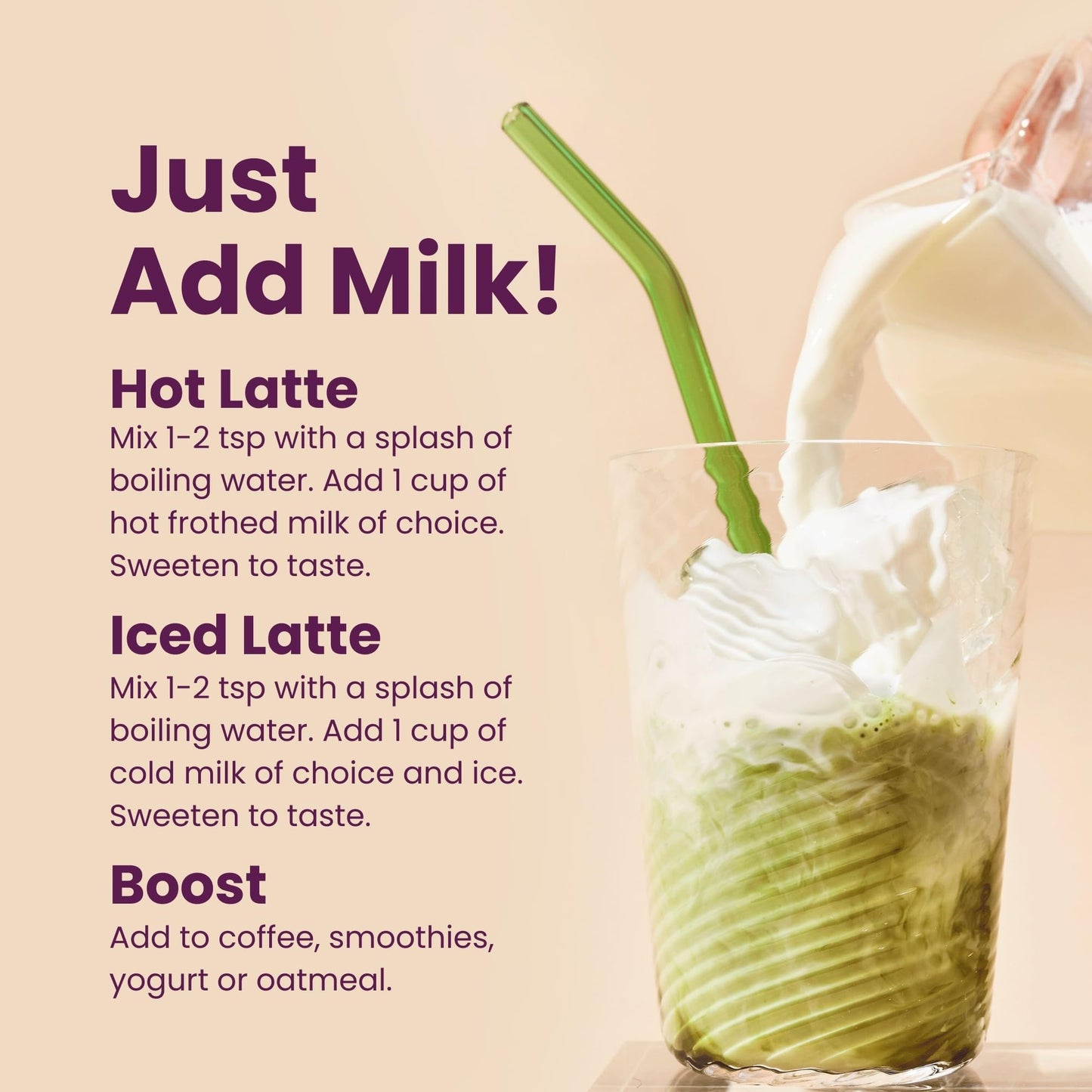 Blume Matcha Coconut Superfood Latte – Organic Matcha Green Tea from Shizuoka Japan, Moringa Leaf & Coconut Milk Latte Mix, Caffeine & L-Theanine for Energy & Focus, Zero Sugar, Vegan - 25 Servings