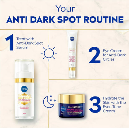 NIVEA LUMINOUS630 Dark Spot Solution Even Tone Face Cream for All Skin Types, Dark Spot Cream for Face Reduces Appearance of Dark Spots, Hyaluronic Acid Moisturizer, Dermatological Skin Care, 50mL NIVEA