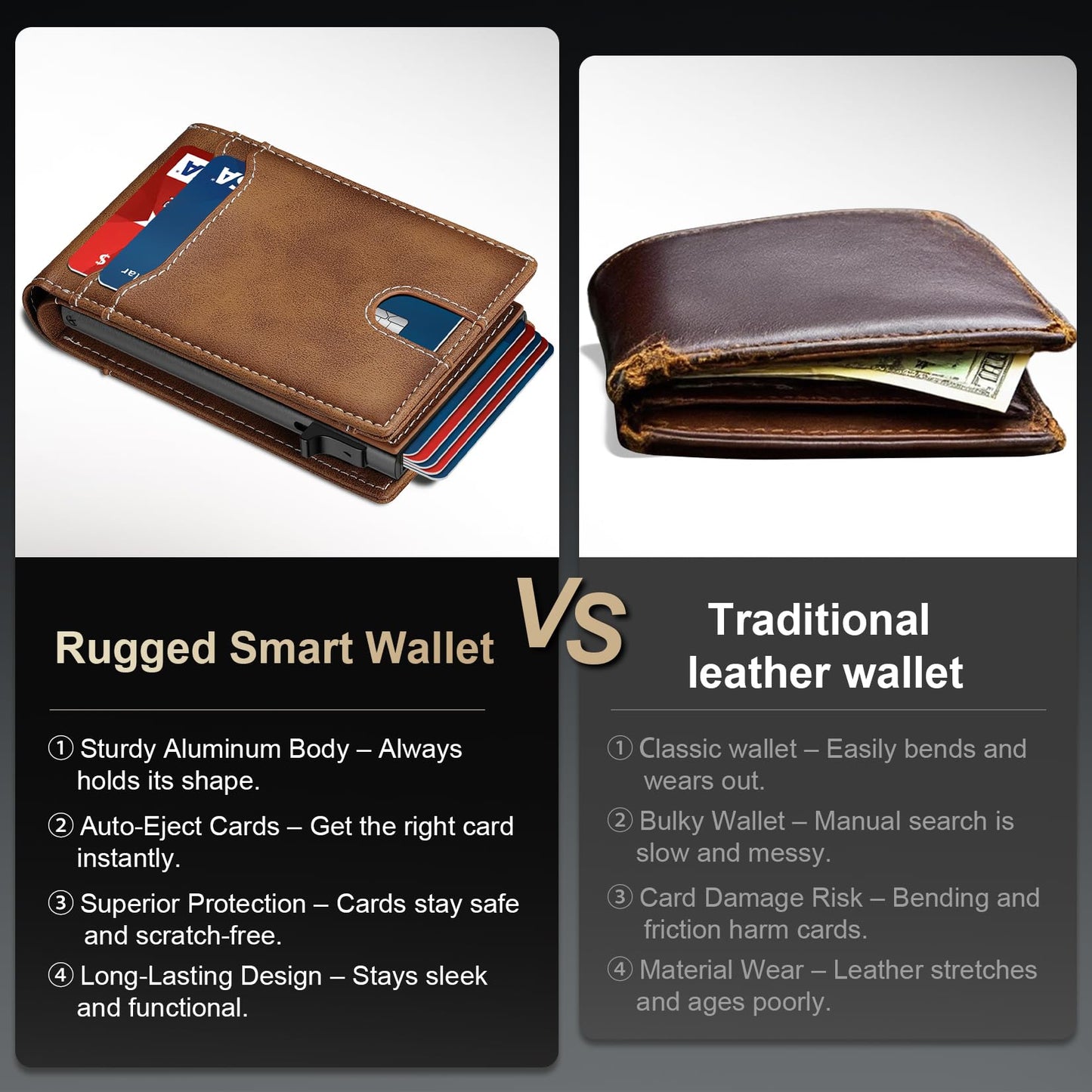 furid RFID Wallet for Men Minimalist: Slim Pop Up Wallet with ID Window - Smart Card Holder for Men - Gift for Father Husband on Father’s Day Birthday Anniversary