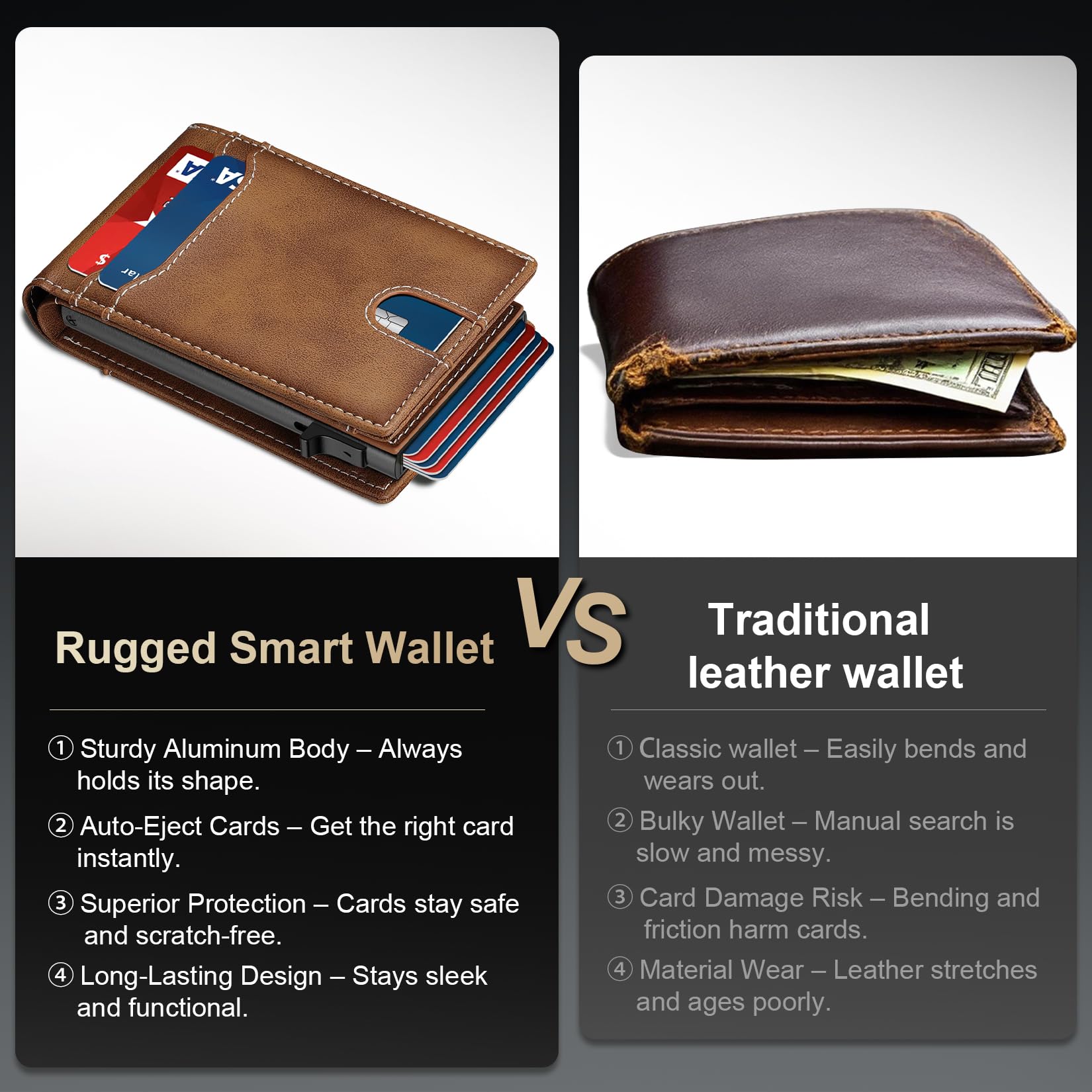 furid RFID Wallet for Men Minimalist: Slim Pop Up Wallet with ID Window - Smart Card Holder for Men - Gift for Father Husband on Father’s Day Birthday Anniversary