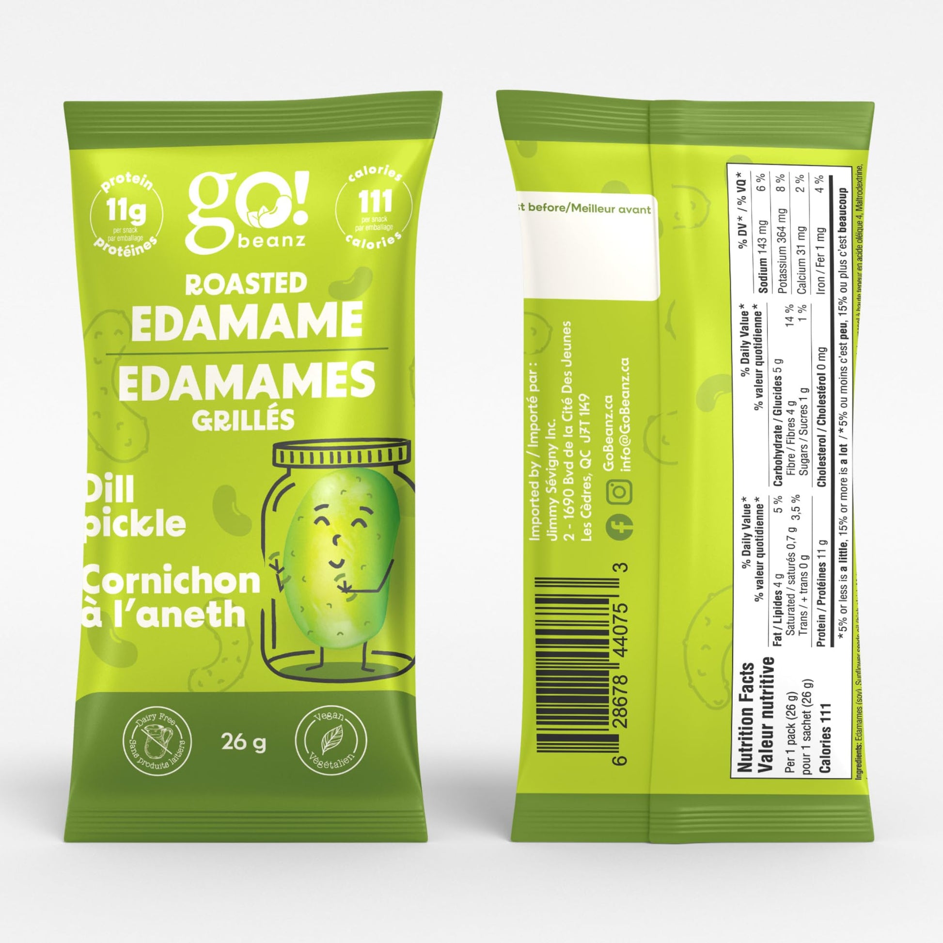 GoBeanz Crunchy Roasted Edamame, Tasty Dill Pickle High Protein Healthy Snack, For Adults & Kids, 20 Single Serve Packs, Low calorie, Low Sugar Plant Based, Salty Snacks