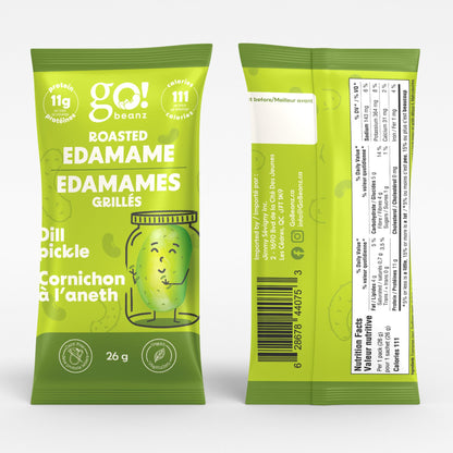 GoBeanz Crunchy Roasted Edamame, Tasty Dill Pickle High Protein Healthy Snack, For Adults & Kids, 20 Single Serve Packs, Low calorie, Low Sugar Plant Based, Salty Snacks