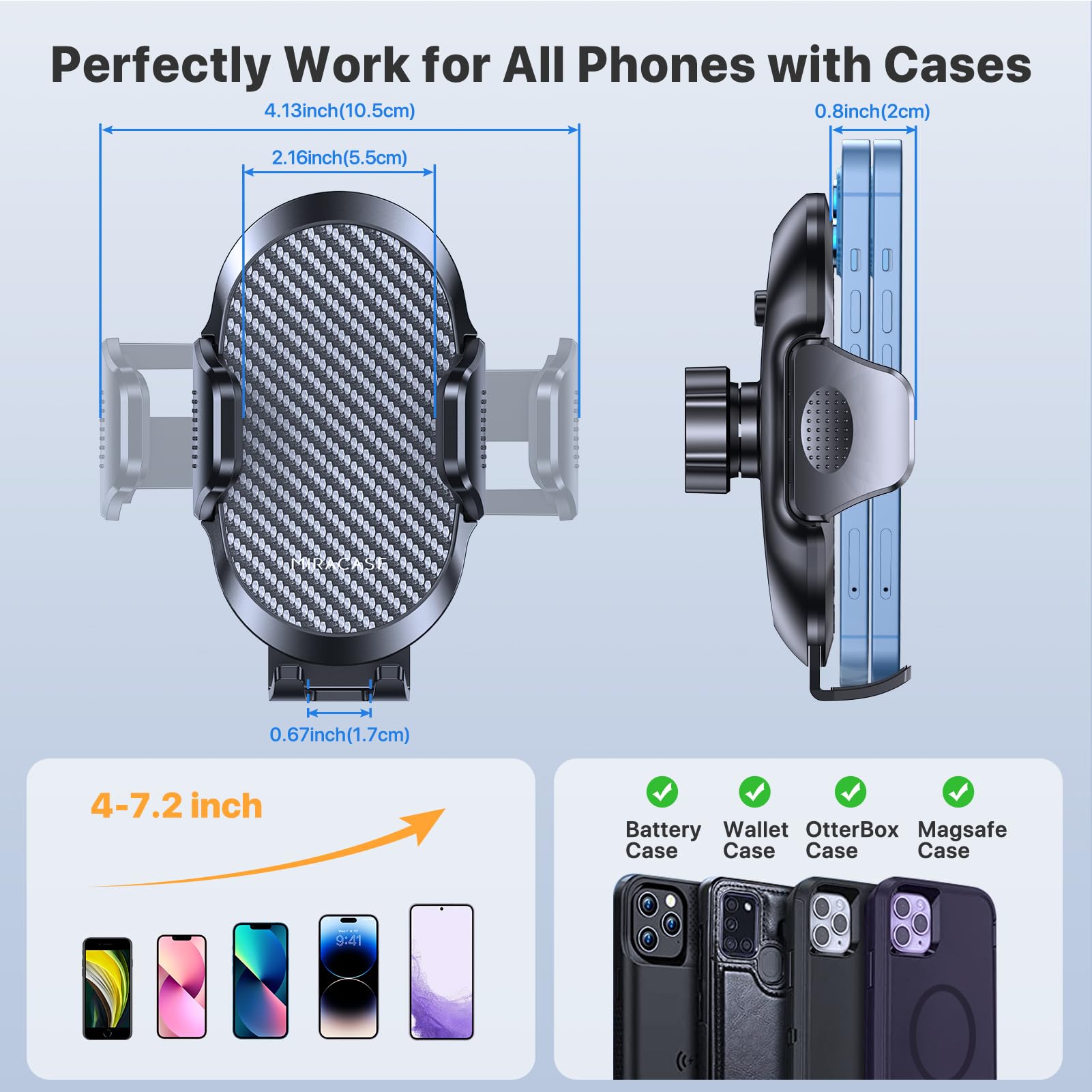 Miracase Phone Holder Car Mount:Universal Air Vent Cellphone Stand Brakect with Metal Hook Clip,360 Rotating Carmount Accessories for iPhone 17/16/15/14/13/12 Pro Max,Galaxy,Camera,Black - Available at All In One Marketplace Canada