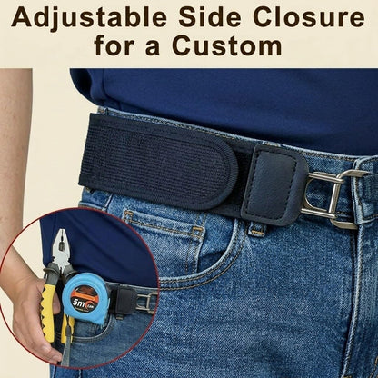 4PCS Buckleless Belt for Men Women, Tactical Metal Hook Elastic Belt, Adjustable No Buckle Side Belt for Pants, Comfortable Stretch Waist Belt for Work Travel Everyday Wear - Available at All In One Marketplace Canada