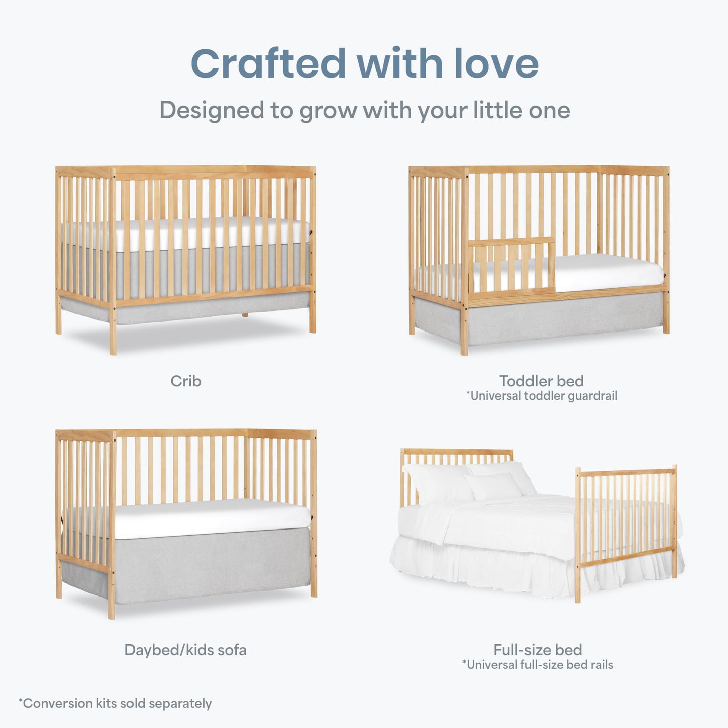 Dream On Me Synergy 5-in-1 Convertible Crib in Natural, Greenguard Gold Certified, BSA Certified, 3 Mattress Height Settings, Classic Nursery Furniture 🍁 All In One Marketplace Canada