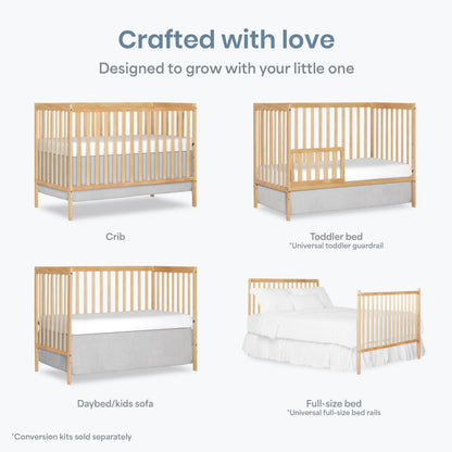 Dream On Me Synergy 5-in-1 Convertible Crib in Natural, Greenguard Gold Certified, BSA Certified, 3 Mattress Height Settings, Classic Nursery Furniture 🍁 All In One Marketplace Canada