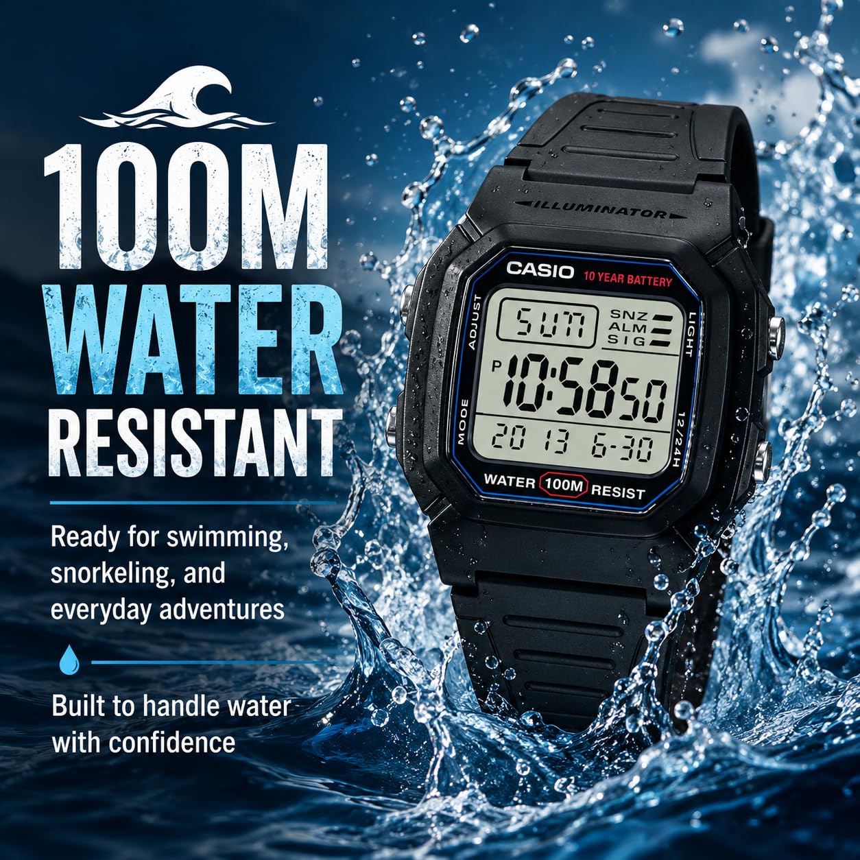 Casio Men’s W800H-1AV Classic Sport Watch with Black Band Casio
