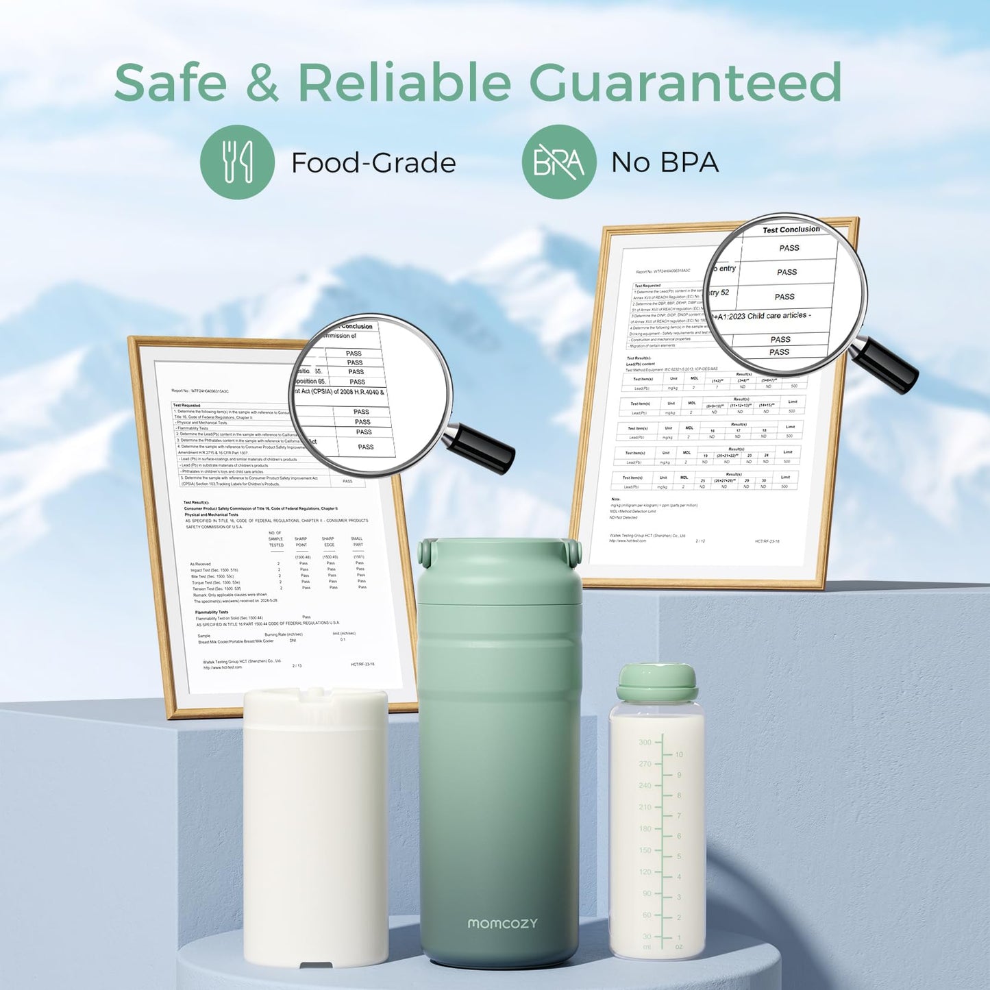 Momcozy Portable Breast Milk Cooler for Travel, 24H Ice-Free Cooling Breastmilk Storage Bottles 12oz Container, Leak Proof Outdoor Small Freezer, Baby Breastfeeding Essential Gift for New Moms