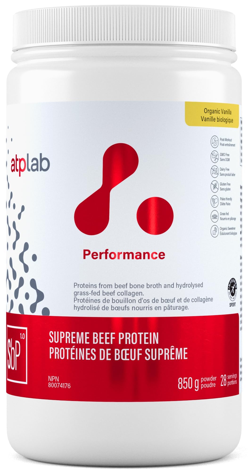 ATP LAB Supreme Beef Protein Powder Grass Fed 850g - Vanilla Flavor with Bone Broth & Hydrolyzed Collagen
