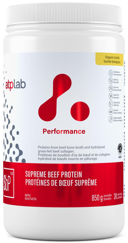ATP LAB Supreme Beef Protein Powder Grass Fed 850g - Vanilla Flavor with Bone Broth & Hydrolyzed Collagen