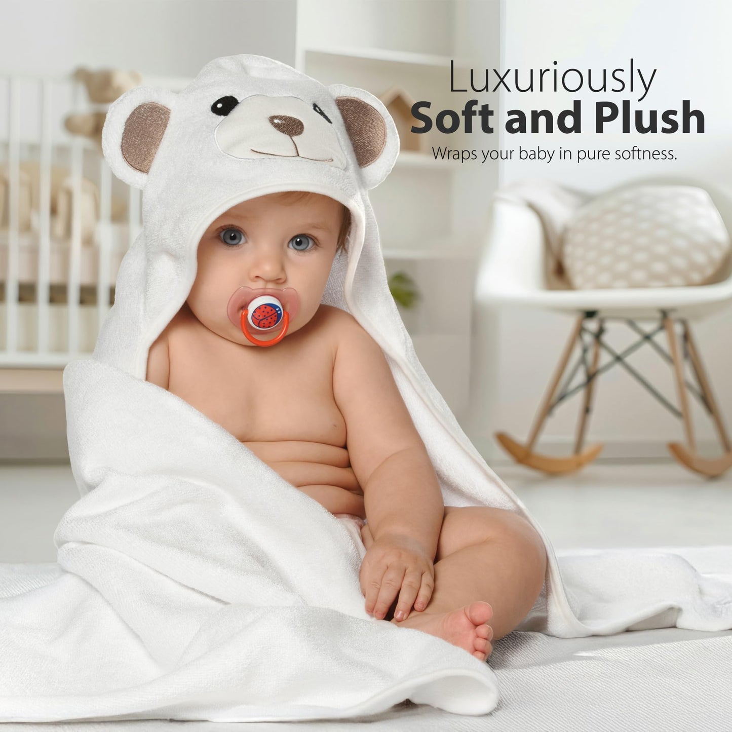 Premium Ultra Soft Organic Bamboo Baby Hooded Towel with Unique Design – Hypoallergenic Baby Towels for Infant and Toddler – Suitable as Baby Gifts