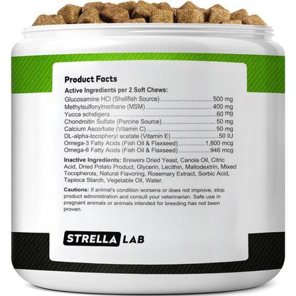 Glucosamine for Dogs w/Chondroitin - Hip & Joint Supplement for Dogs - MSM, Omega to Improve Mobility & Energy - Natural Joint Pain Relief - 120 Chews (Chicken)