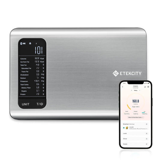 Etekcity Smart Food Nutrition Kitchen Scale, Digital Grams and Ounces for Weight Loss, 19 Facts Tracking, Baking, Cooking, Portion Control, Macro, Keto, 11 Pounds-Large, 304 Stainless Steel