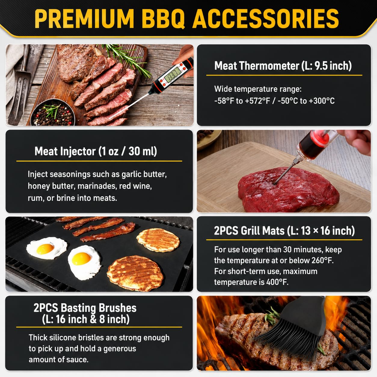 34Pcs BBQ Grill Accessories Tools Set, 16 Inches Stainless Steel Grilling Tools with Carry Bag, Thermometer, Grill Mats for Camping/Backyard Barbecue, Grill Tools Set for Men Women - Available at All In One Marketplace Canada