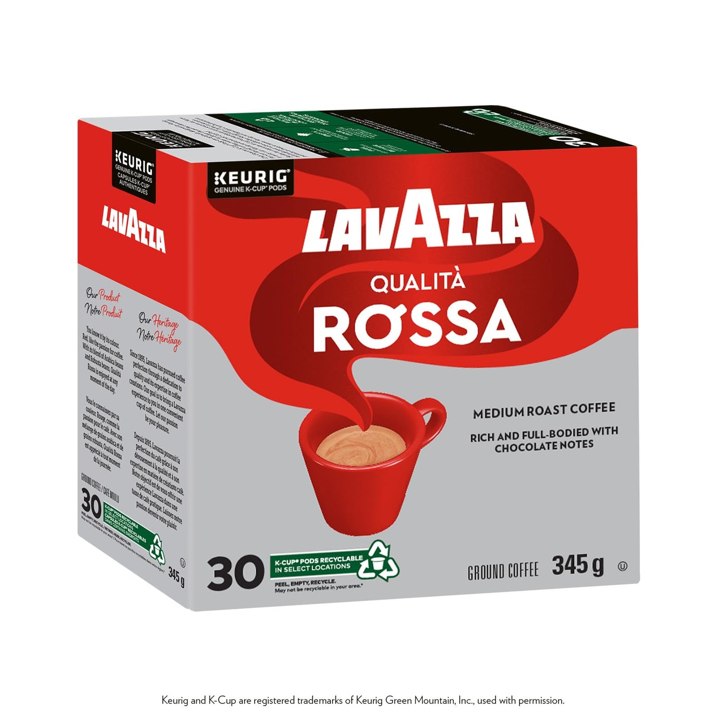 Lavazza Qualità Rossa Medium Roast K-Cup Coffee Pods, 30 Count For Keurig Coffee Makers
