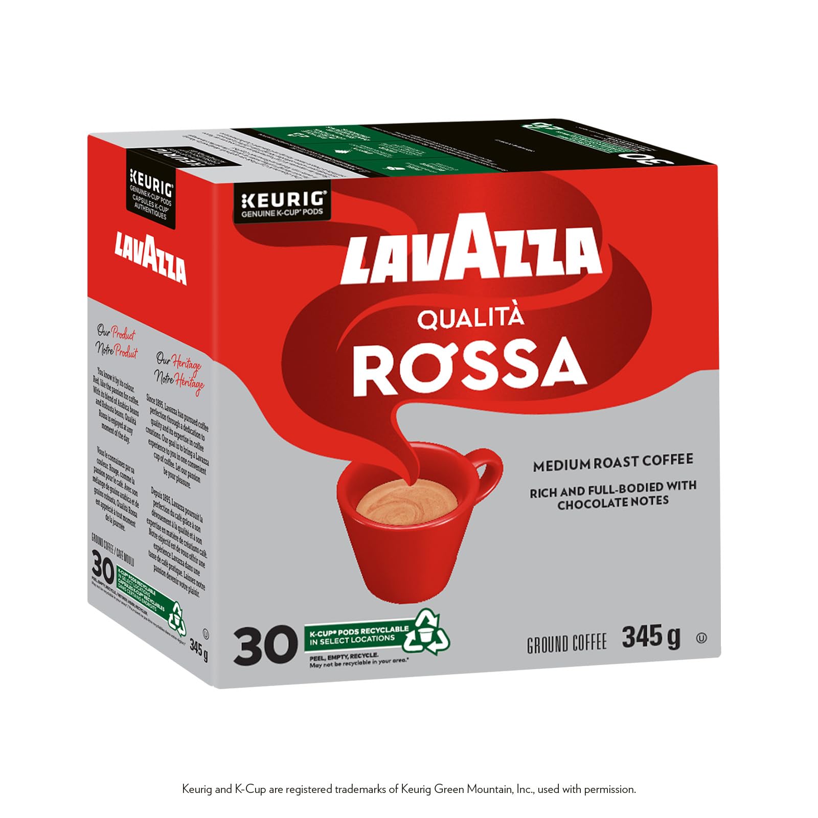 Lavazza Qualità Rossa Medium Roast K-Cup Coffee Pods, 30 Count For Keurig Coffee Makers
