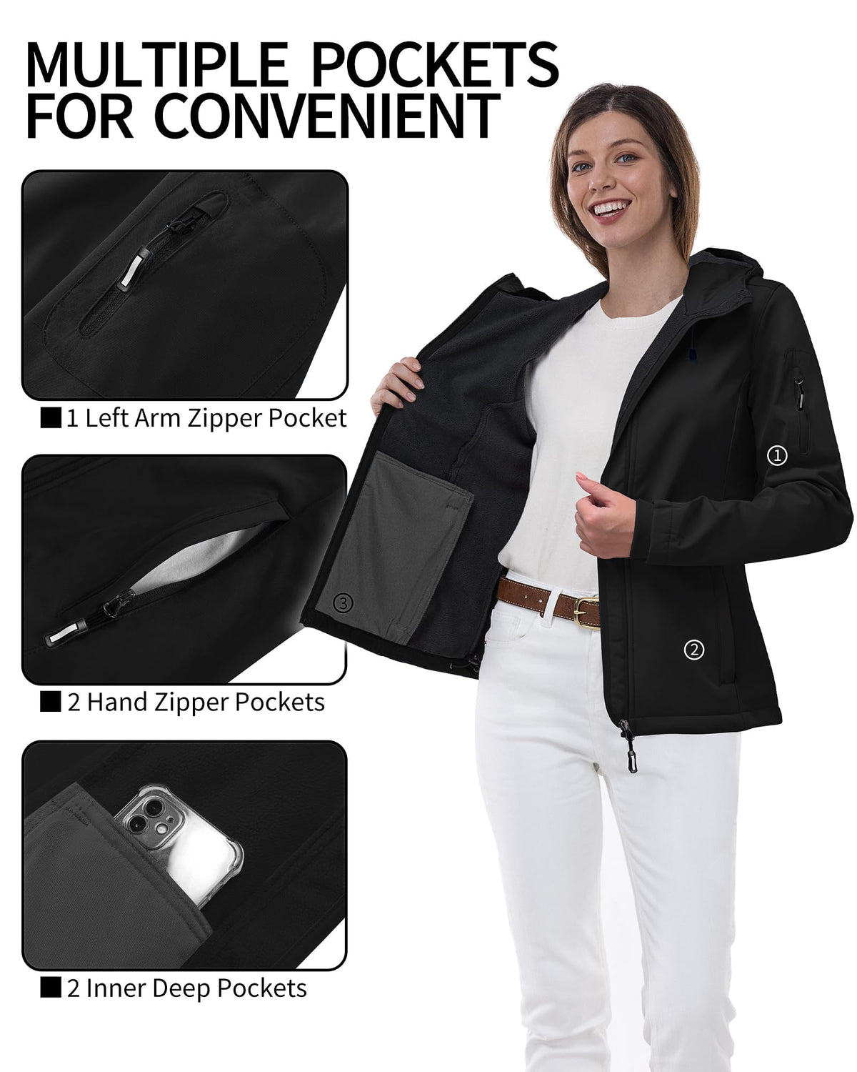 Outdoor Ventures Women's Softshell Jacket Fleece Lined Waterproof Rain Coat 🍁 All In One Marketplace Canada