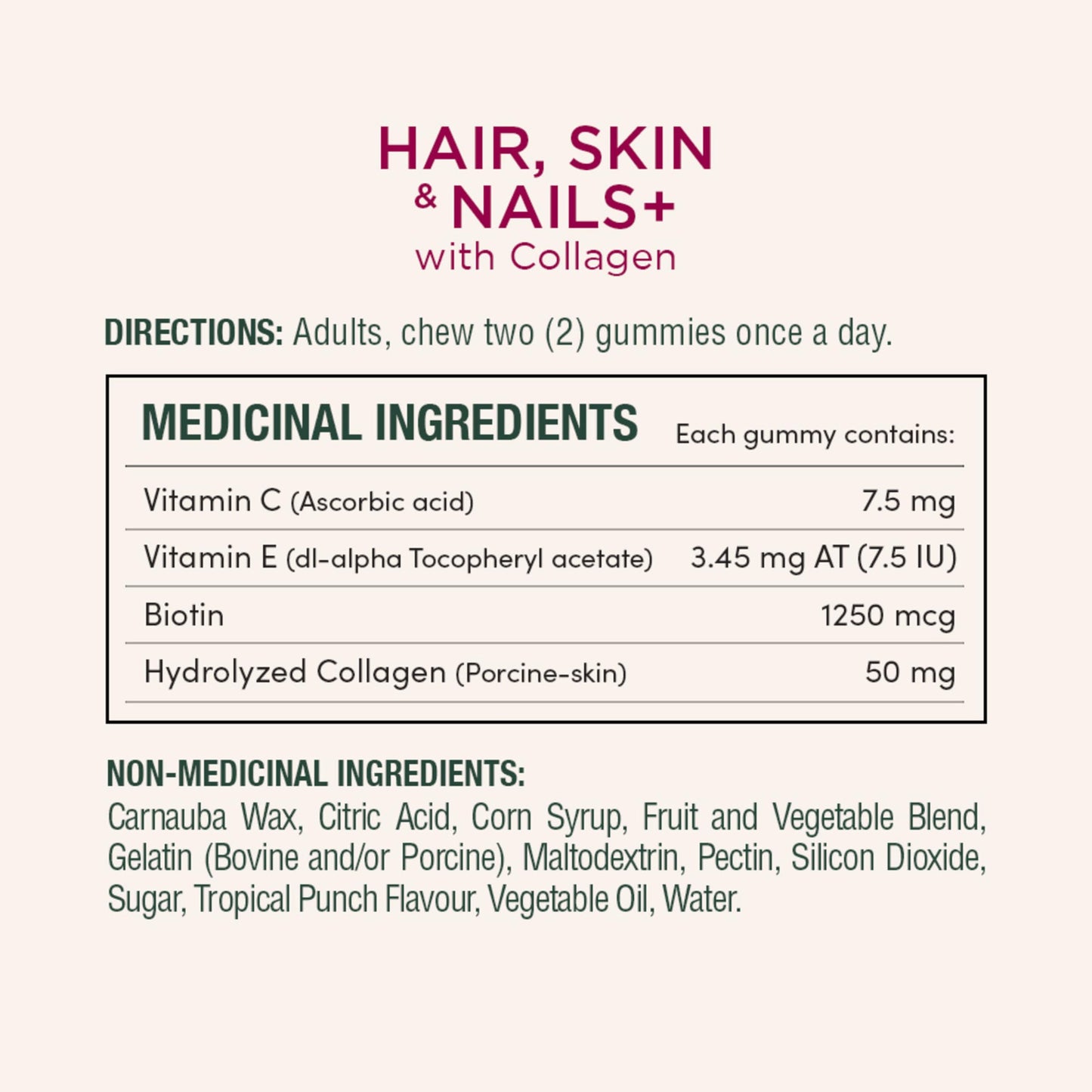 NATURE'S BOUNTY Hair, Skin & Nails Plus Collagen, Maintains Health Of Hair, Skin & Nails, 412.5 g - Available at All In One Marketplace Canada