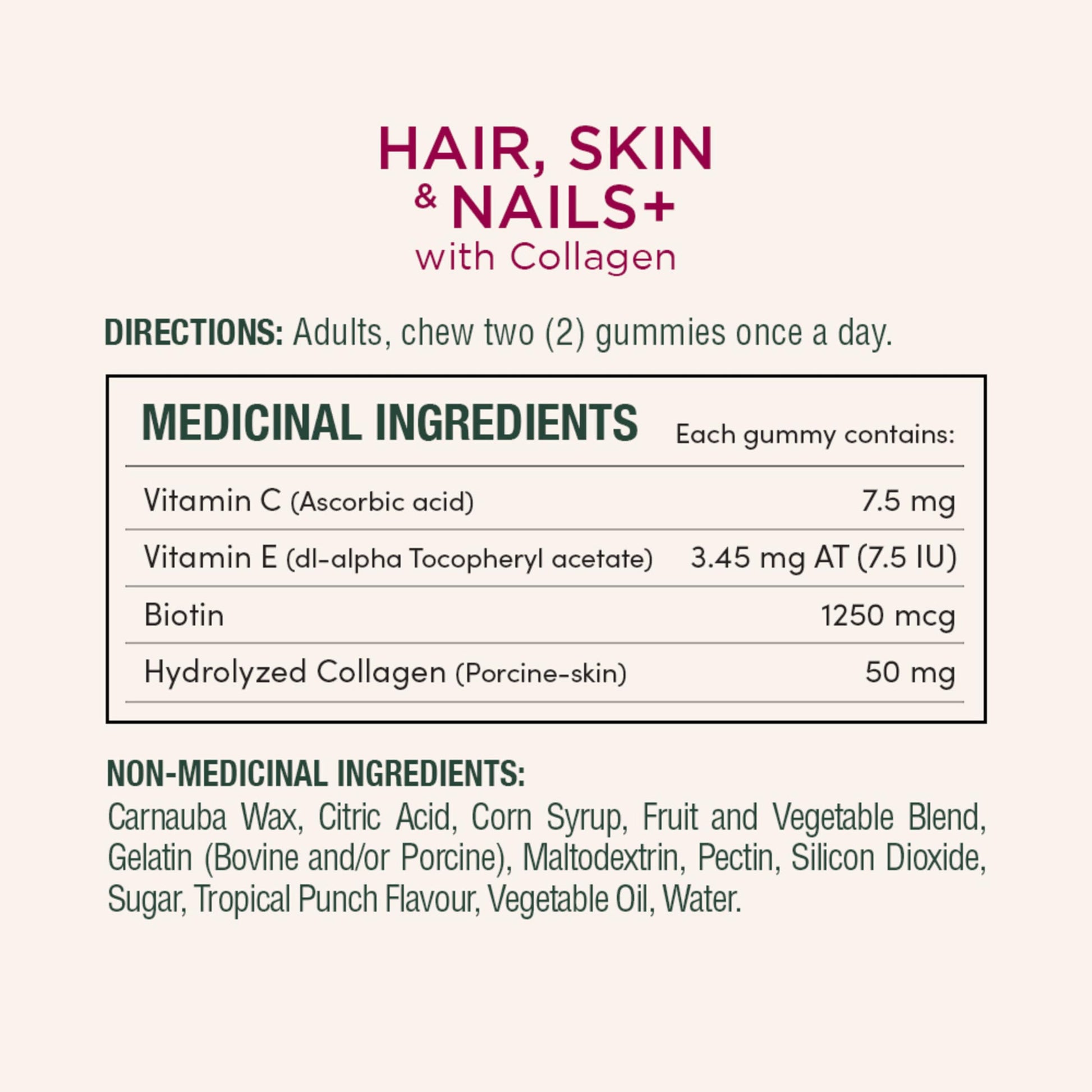 NATURE'S BOUNTY Hair, Skin & Nails Plus Collagen, Maintains Health Of Hair, Skin & Nails, 412.5 g - Available at All In One Marketplace Canada