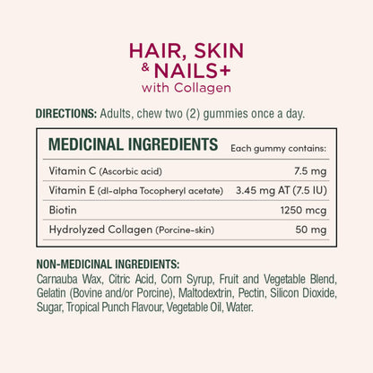 NATURE'S BOUNTY Hair, Skin & Nails Plus Collagen, Maintains Health Of Hair, Skin & Nails, 412.5 g - Available at All In One Marketplace Canada
