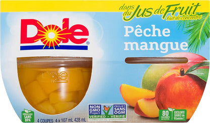 Dole Fruit Bowls Peach Mango In Fruit Juice, Healthy School Snacks, 107ml, 24 Cups 🍁 All In One Marketplace Canada