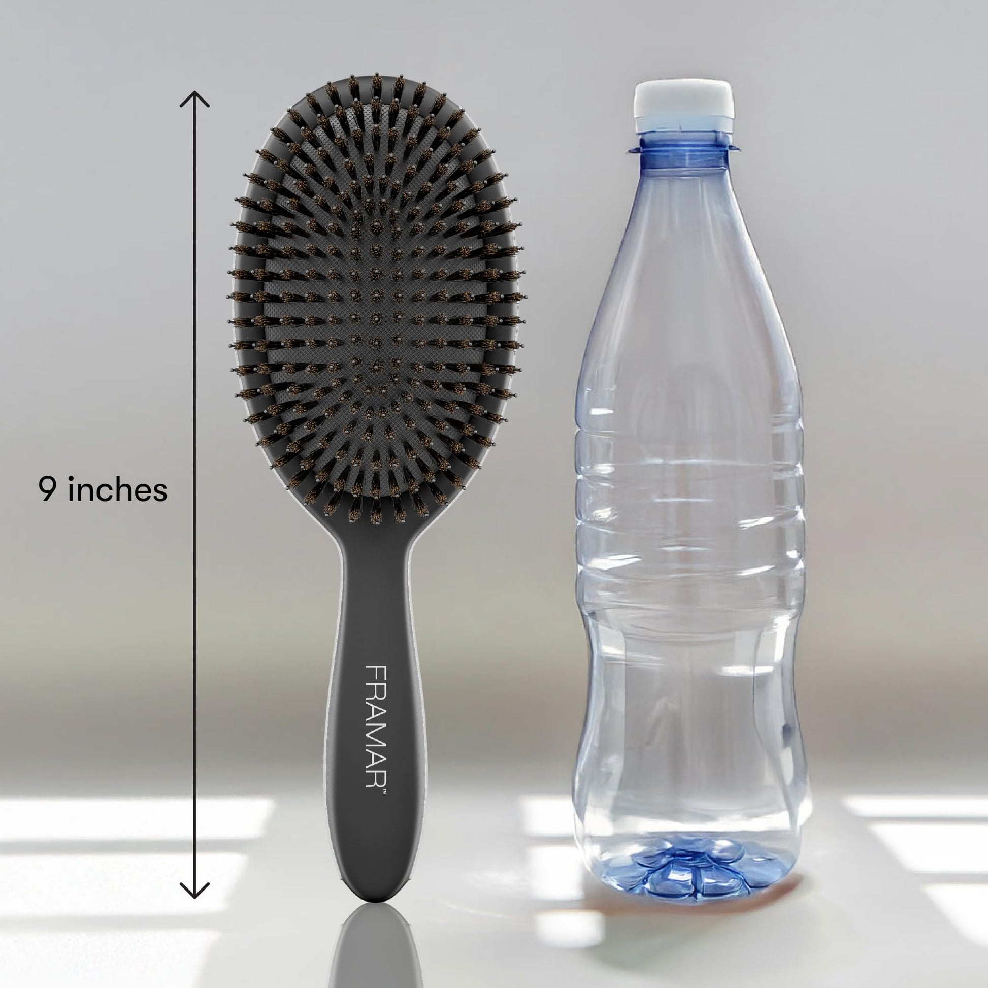 FRAMAR Black Boar Bristle Hair Brush - Natural Bristle Brush For Fine Hair, Boar Brush For Slicking Back Hair, Hair Brush For Women, Slick Back Hair Brush, Brosse a Cheveux, Brosse Poil De Sanglier