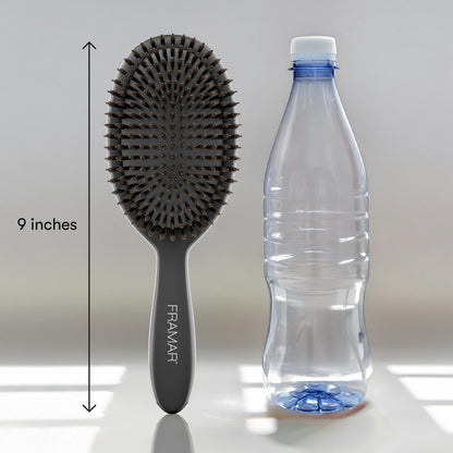 FRAMAR Black Boar Bristle Hair Brush - Natural Bristle Brush For Fine Hair, Boar Brush For Slicking Back Hair, Hair Brush For Women, Slick Back Hair Brush, Brosse a Cheveux, Brosse Poil De Sanglier