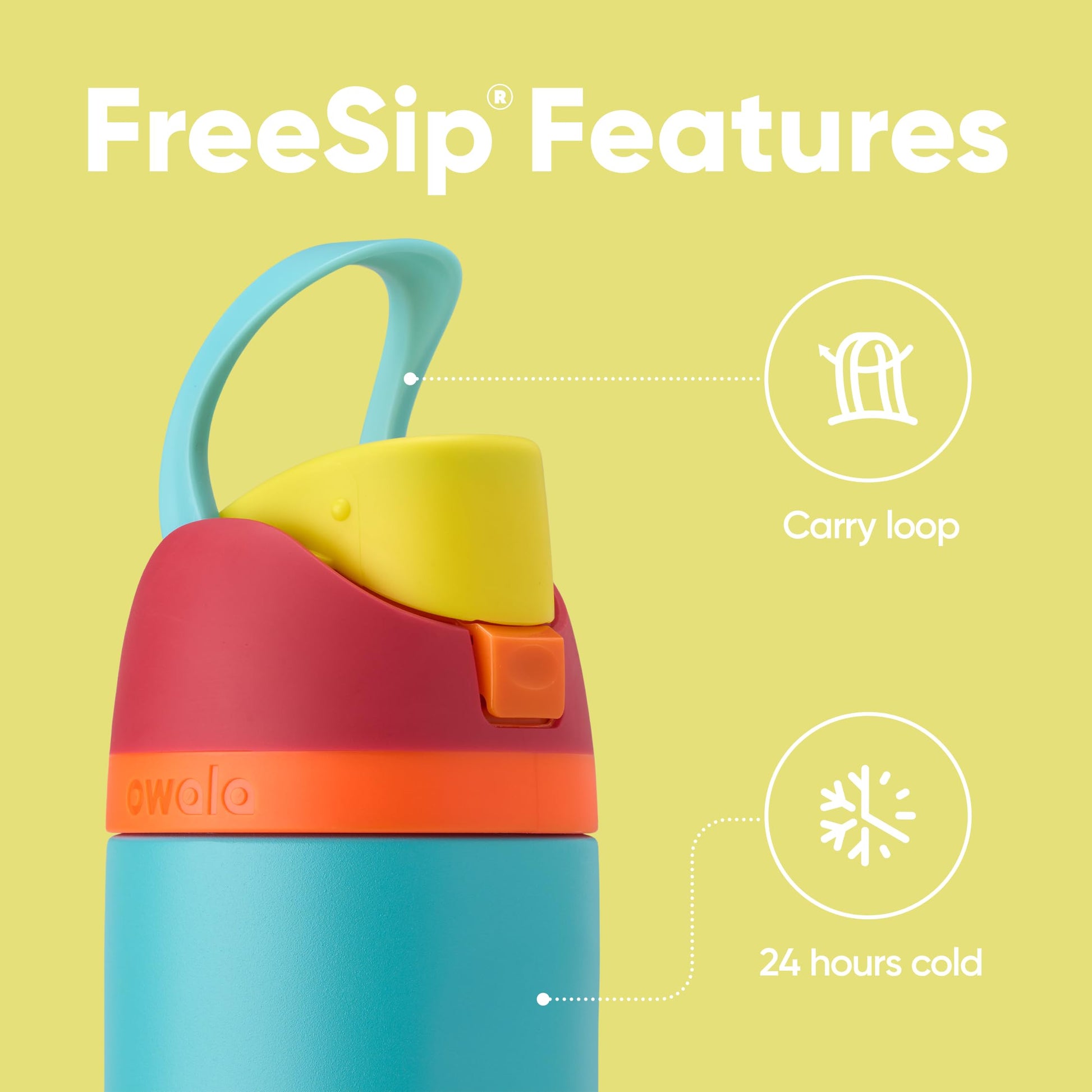 Owala FreeSip Insulated Stainless Steel Water Bottle with Straw for Sports and Travel, BPA-Free, 24-oz, Red/Aqua (Summer Sweetness)