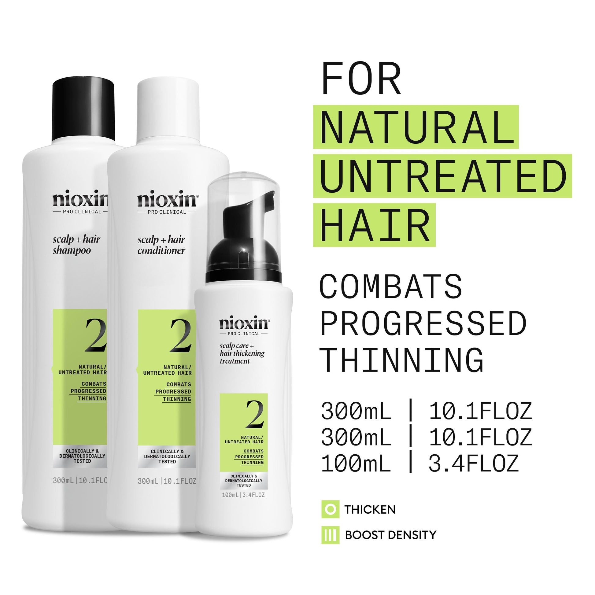 Nioxin Scalp + Hair Thickening System 2 - Hair Thickening System for Natural Hair with Progressed Thinning, Full Size (Packaging May Vary) - Available at All In One Marketplace Canada