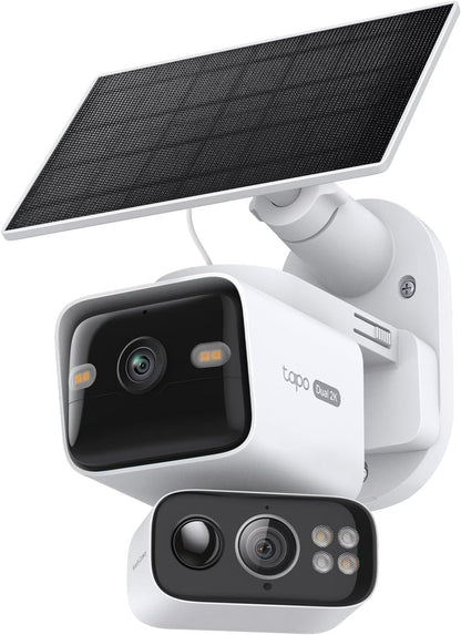 Tapo 2K Dual Lens 360° Pan/Tilt Security Battery Camera Wireless w/Solar Panel, 165° Wide View + 6mm Telephoto, Free Person/Vehicle Detection, SD/Cloud Storage, Works w/Alexa & Google (Tapo C645D KIT)