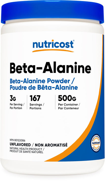 Nutricost Beta Alanine Powder (500 Grams) Unflavored - Pre-Workout Supplement, Non-GMO, Gluten-Free - Available at All In One Marketplace Canada