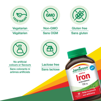 Jamieson Gentle Iron Ultra Strength, Off-white, 30 Count (Pack of 1)