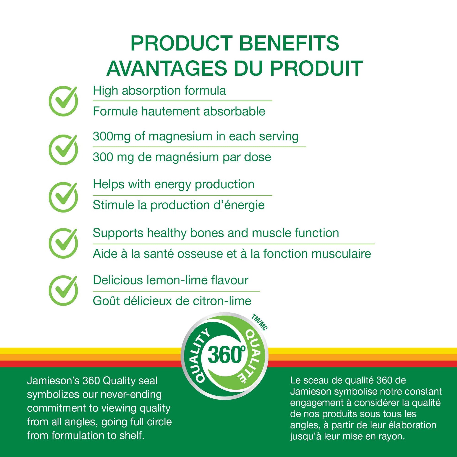 Jamieson Magnesium Bisglycinate 300 mg Per Serving, Powder Natural Lemon-Lime Flavour, 228 g, Supports Muscle Function, Bone Health, Boosts Energy. No Artificial Colours, Flavours or Preservatives - Available at All In One Marketplace Canada
