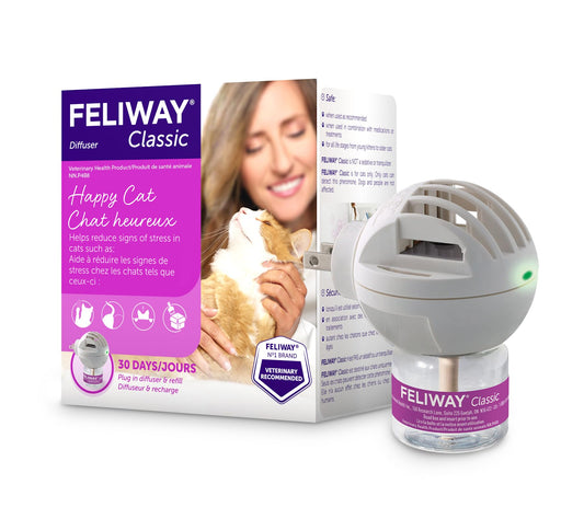 FELIWAY Classic Starter Kit, Promotes Calmness in Cats & Kittens, VHP Registered NN.P4B8, includes 1 Diffuser and 1 Refill, Lasts 30 Days, Cat Calming Pheromones, 48ml - Available at All In One Marketplace Canada