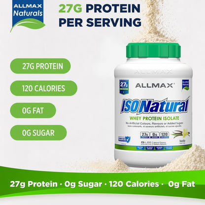 ALLMAX ISONATURAL Protein Isolate Powder, Vanilla, 5 lb, 73 Servings