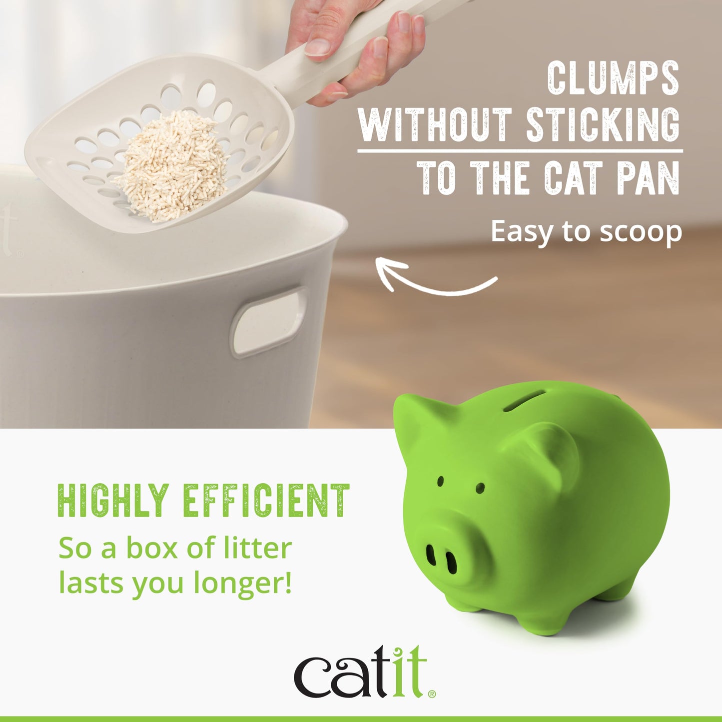 Catit Go Natural Pea Husk Clumping Cat Litter, Unscented, 5.6 kg, Dust Free & Lightweight Cat Litter, Easy to Scoop, Litiere Pour Chat