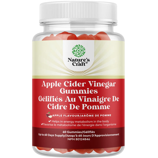 Apple Cider Vinegar Gummies with Mother - Supports Appetite Control - ACV Gummies for Detox & Cleanse - Gut Health & Bloating - Metabolism & Energy Support - ACV with Mother - B12 & B6 Vitamin - 60 Ct - Available at All In One Marketplace Canada