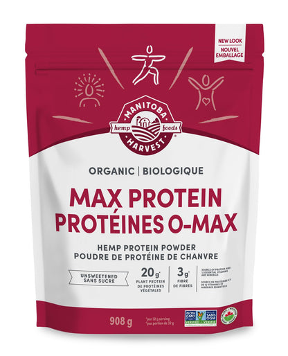 Manitoba Harvest Hemp Yeah! Organic Max Protein Protein Powder, Unsweetened, 908g; with 20g protein and 4.5g Omegas 3&6 per Serving, Preservative Free, Non-GMO Manitoba Harvest