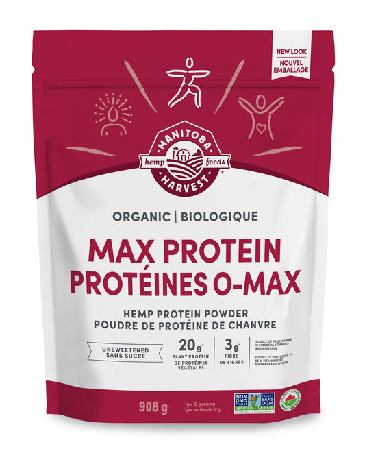 Manitoba Harvest Hemp Yeah! Organic Max Protein Protein Powder, Unsweetened, 908g; with 20g protein and 4.5g Omegas 3&6 per Serving, Preservative Free, Non-GMO Manitoba Harvest