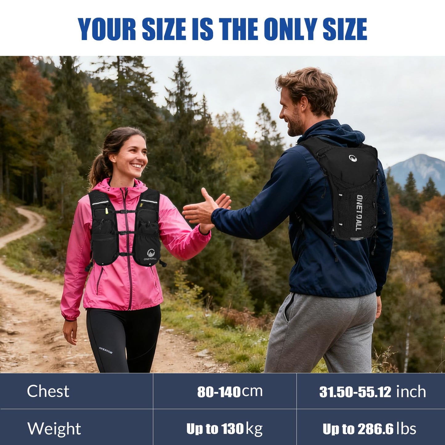 ONETOALL Running Vest for Women & Men, Hydration Backpack 6L - 1x 500ml Flask Included, 16 Reflective Points, Emergency Whistle, Lightweight Breathable for Trail Running, Hiking (Black) - Available at All In One Marketplace Canada