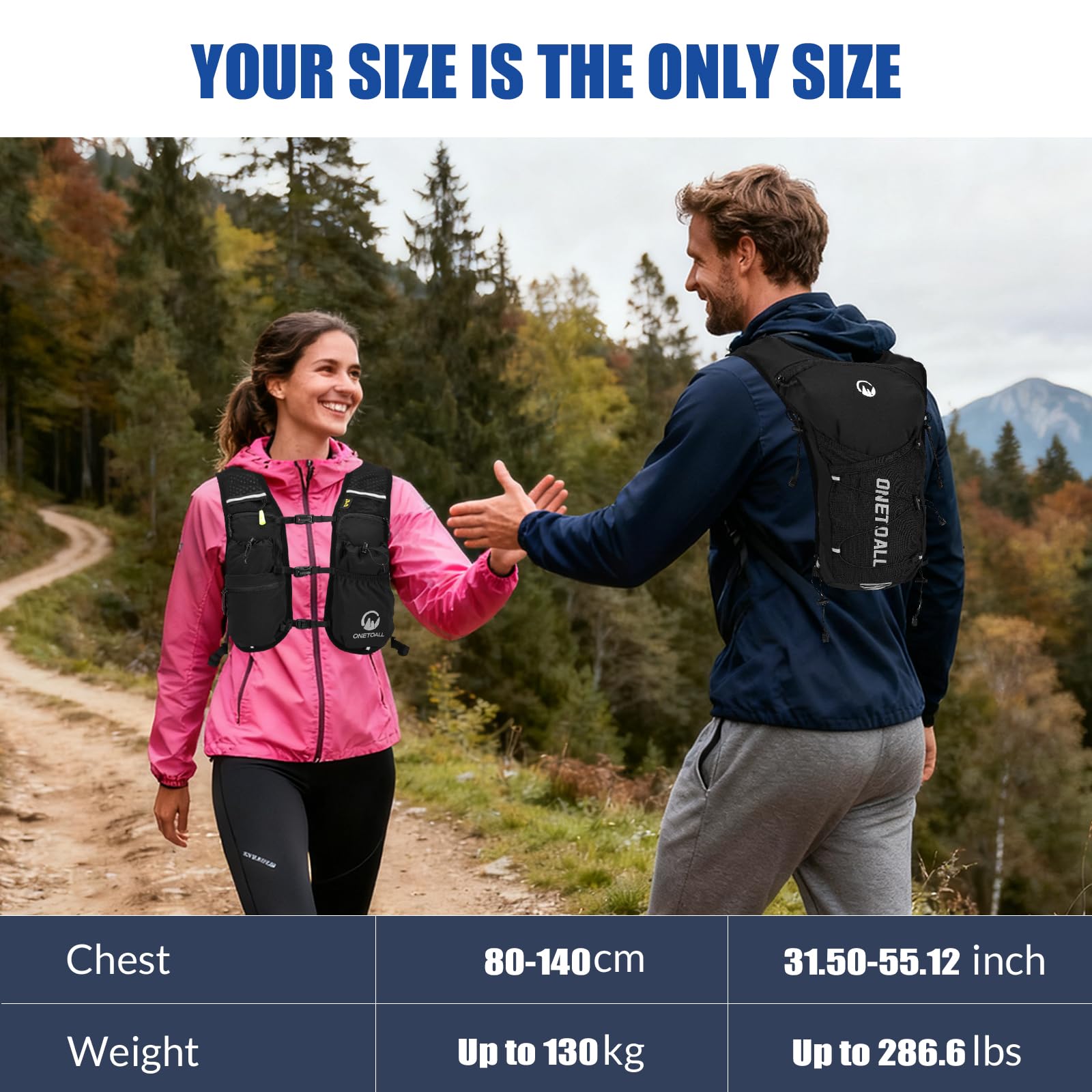 ONETOALL Running Vest for Women & Men, Hydration Backpack 6L - 1x 500ml Flask Included, 16 Reflective Points, Emergency Whistle, Lightweight Breathable for Trail Running, Hiking (Black) - Available at All In One Marketplace Canada