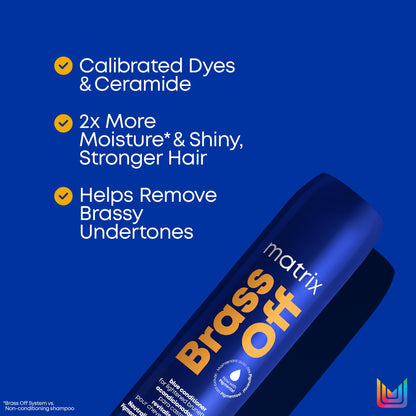 MATRIX Brass Off Blue Conditioner, Removes Brassy Orange Undertones, Tones Brunettes, Brown and Dark Blonde Hair, Color Depositing Conditioner for Color Treated Hair, Salon, Vegan - Available at All In One Marketplace Canada