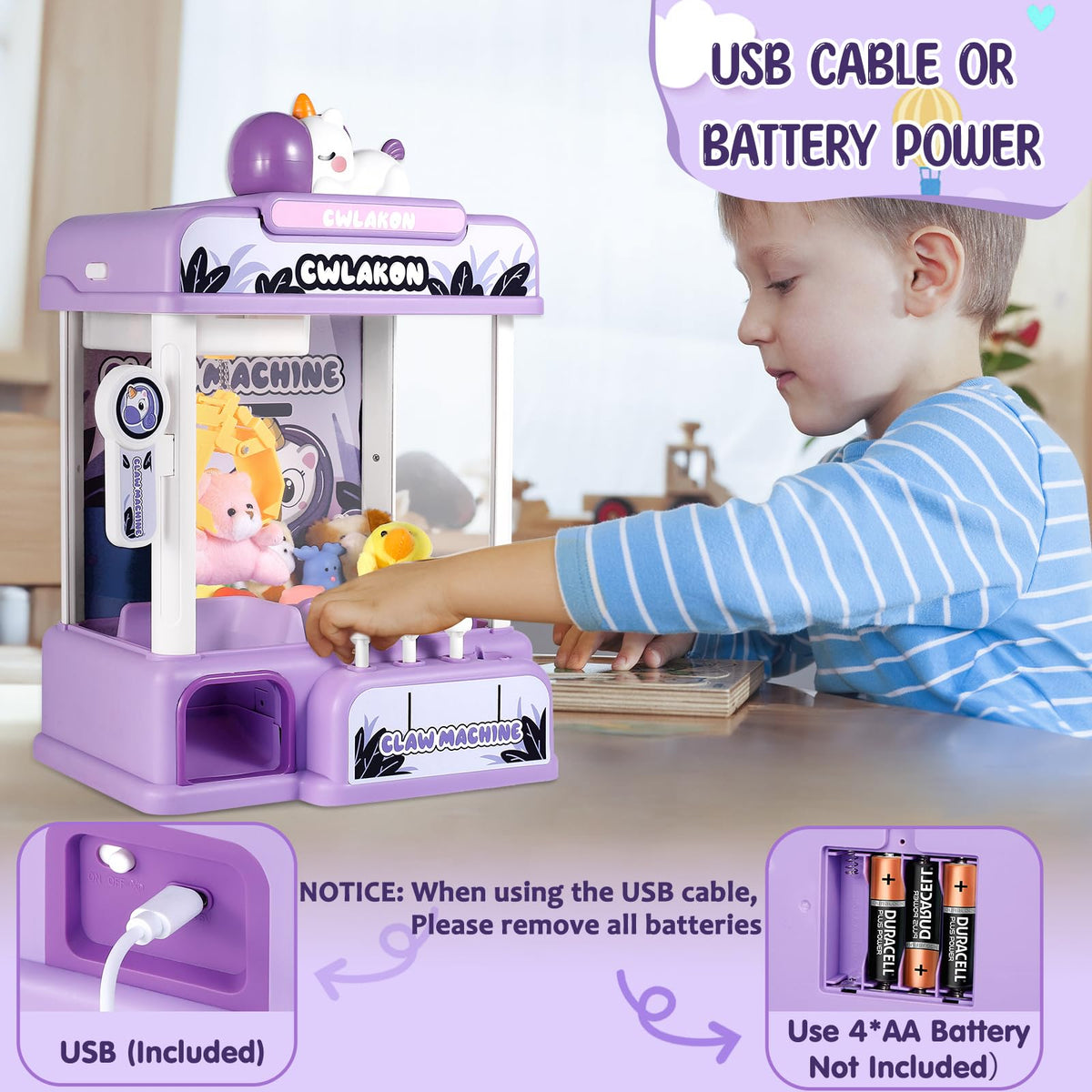 CWLAKON Claw Machine for Kids Adults with Sound, Unicorns Toys for Girls Age 3+, Arcade Games Mini Vending Machine with Mini Plush Toys, Candy Grabber Prize Dispenser Machine, Christmas Birthday Gifts 🍁 All In One Marketplace Canada
