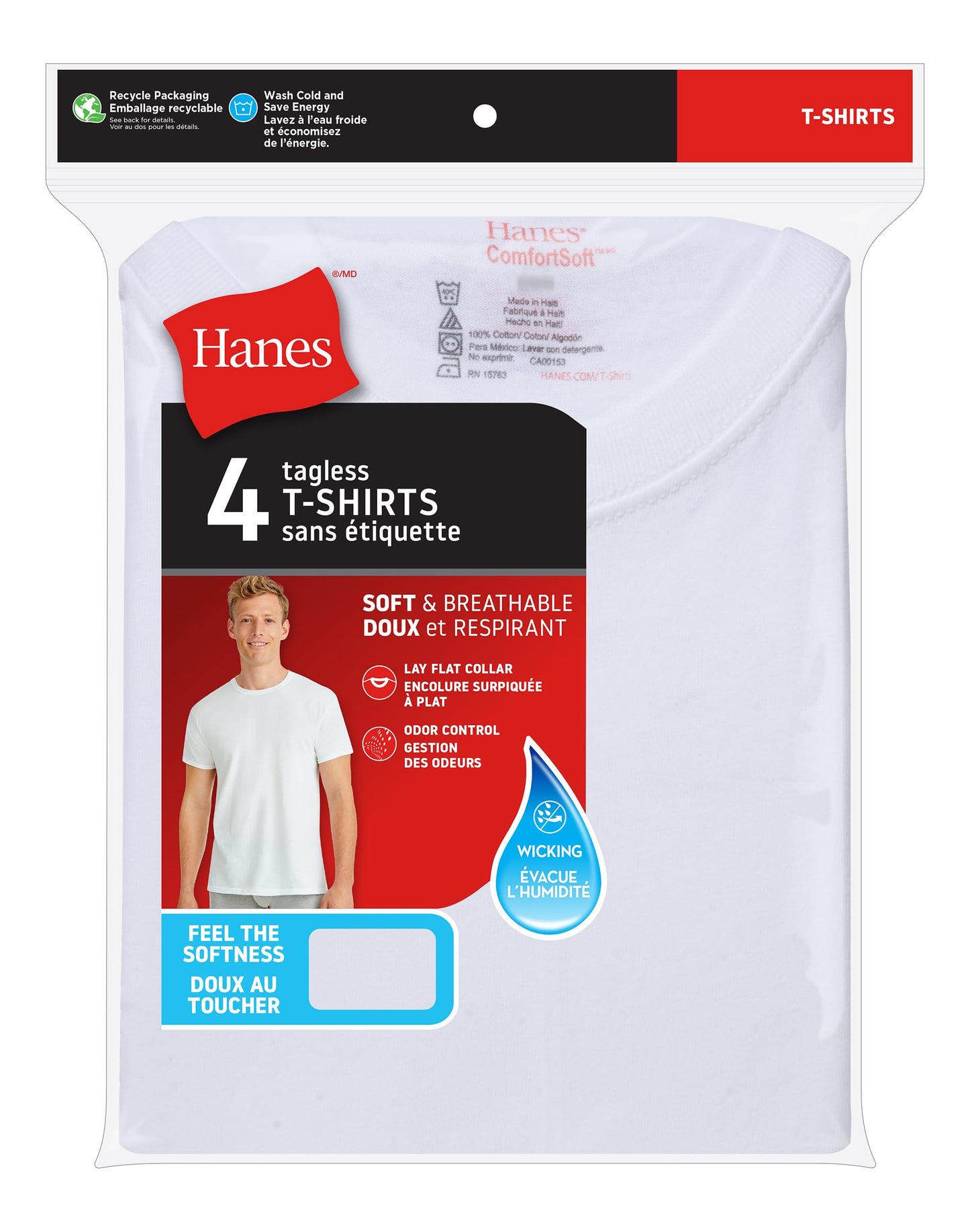 Hanes Mens ComfortSoft 4 Pack Cotton Crewneck T-Shirt. Undershirts, White, XX-Large US