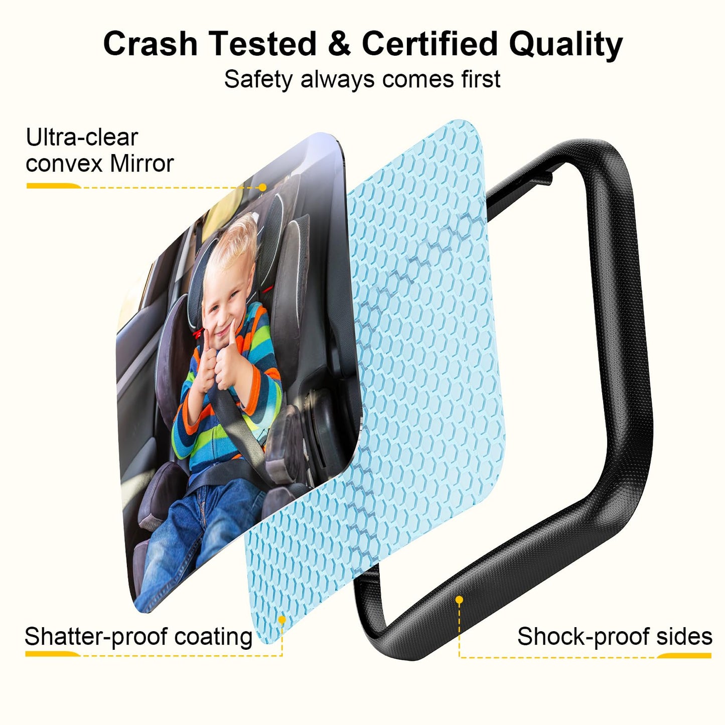 TAZENI Baby Car Mirror for Never Shake Newborn Essentials Baby Mirror for Car Seat Rear Facing Hook Clip Design 360° Adjustable Easy Install Back Seat Mirror for Baby Clear View ShatterProof