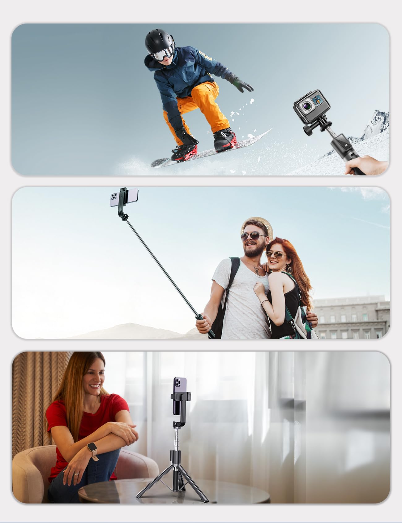 ANXRE Selfie Stick Tripod with Fill Light and Stable Base, Extendable Phone Tripod with Detachable Wireless Remote, 50" Travel Stand for Cell Phone Film & Vlog Compatible with iPhone Android Gopro - Available at All In One Marketplace Canada
